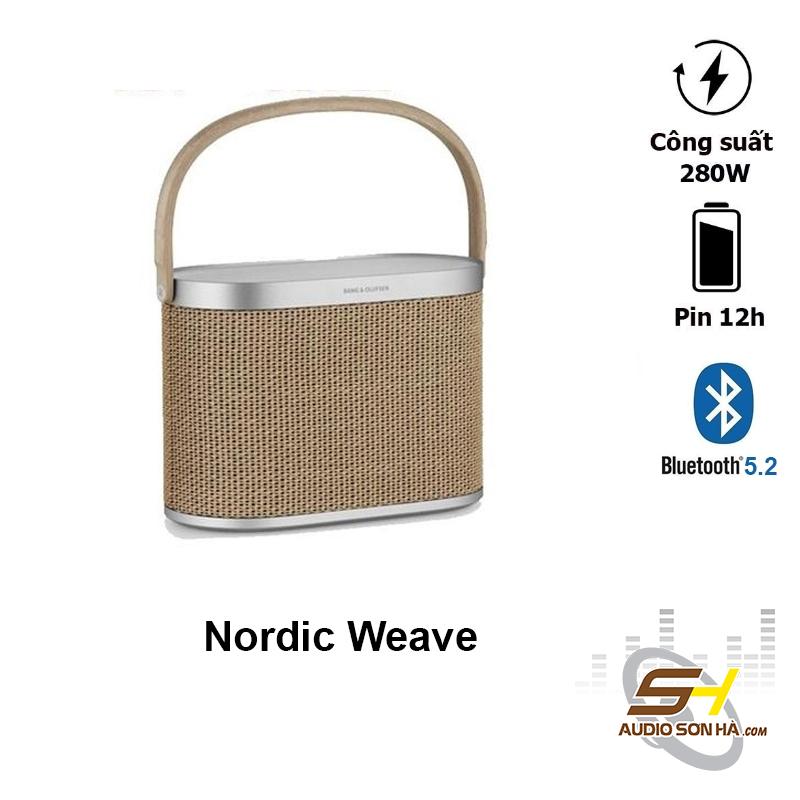  Loa không dây B&O BeoSound A5 (Nordic Weave) , loa Wi-Fi và Bluetooth tích hợp pin lâu dài và sạc không dây.