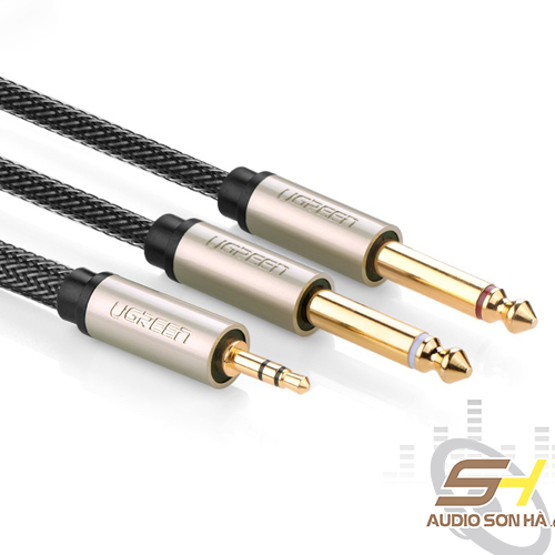 Dây  Ugreen 3.5mm Stereo ra 2 đầu 6.5mm mono 