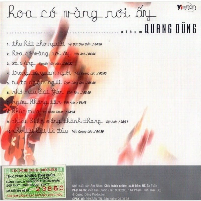 CD Hoa có vàng nơi ấy - Quang Dũng