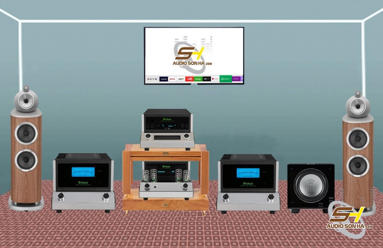 Hệ thống nghe nhạc Loa B&W 803 D4 + McIntosh MC830 Power +Pre C8 + CD MCD85/ TẶNG SUB Rel S812