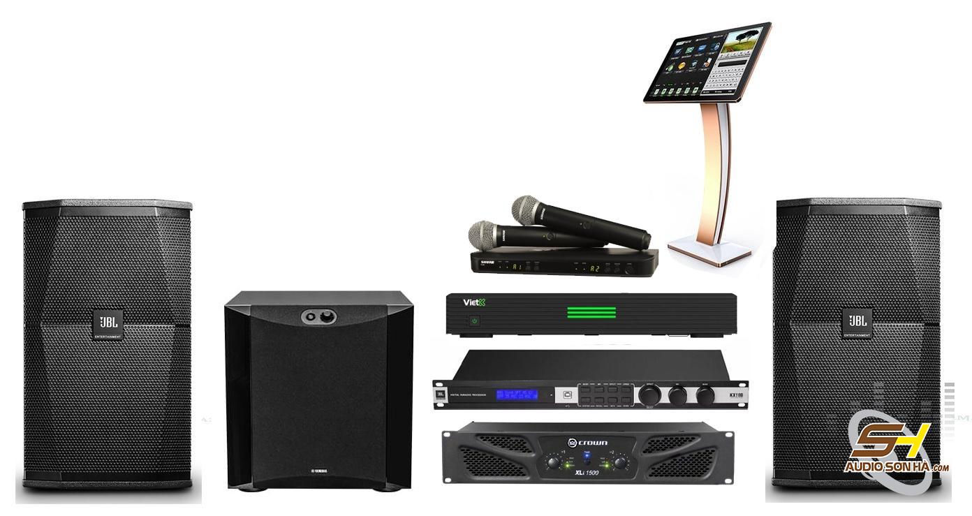 Bộ karaoke JBL XS10Loa+Power Ampli Crown XTi 4002+Vang số Boston Acoustics BA X8
