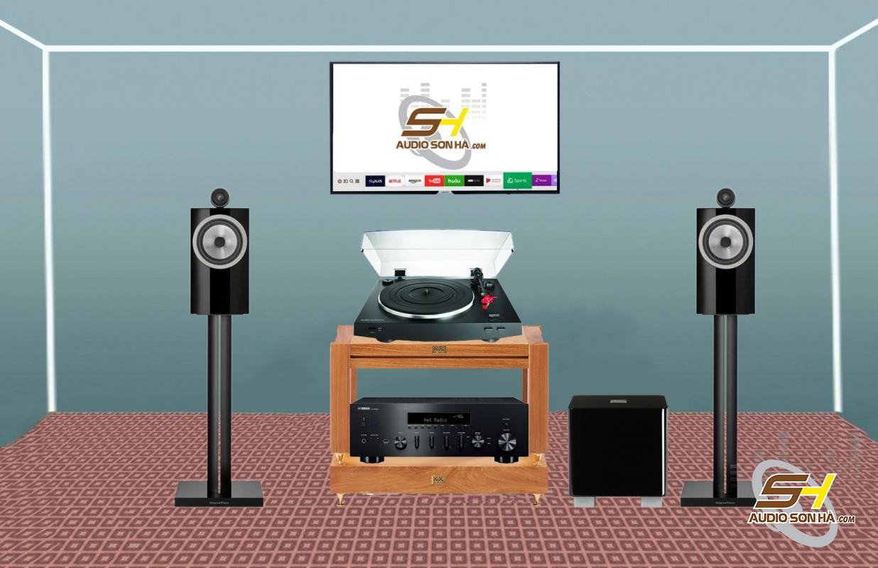 Hệ thống nghe nhạc Loa B&W 705 S3+ amply  yamaha R-N600A + mâm than TẶNG SUB