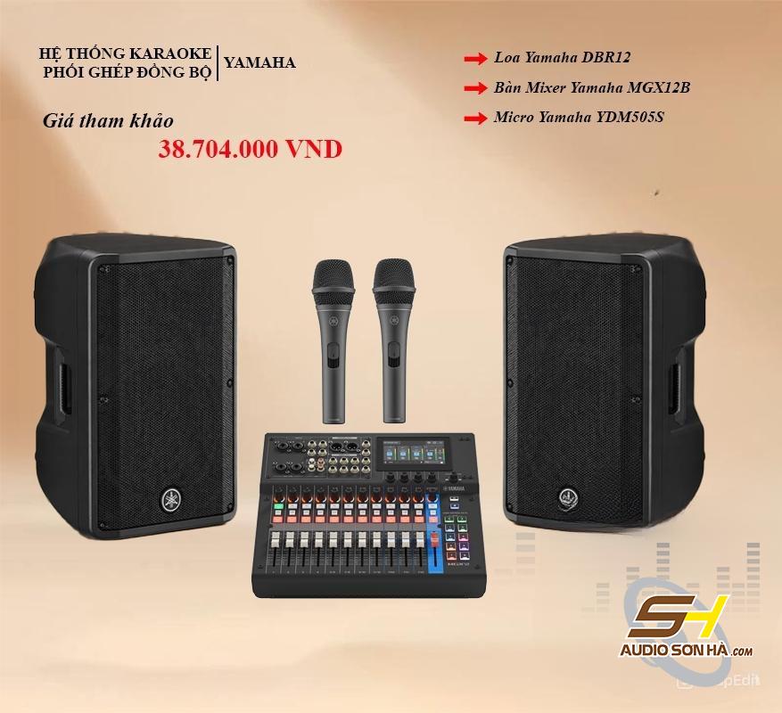 YAMAHA BỘ KARAOKE - LOA DBR 12- MIXER  MGX12W- MICRO YDN 505S