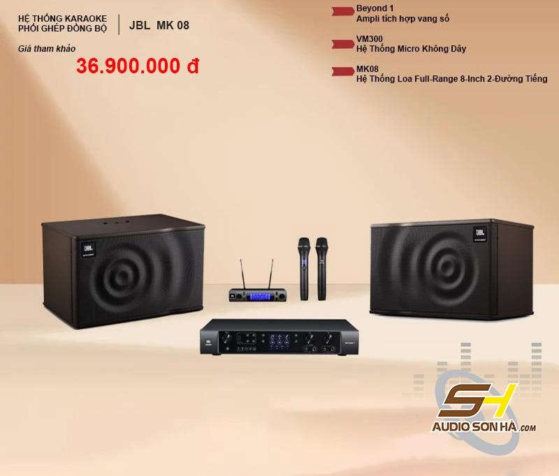 Hệ thống karaoke loa JBL MK 08 +Amply Karaoke JBL Beyond1+Micro Không Dây JBL VM300