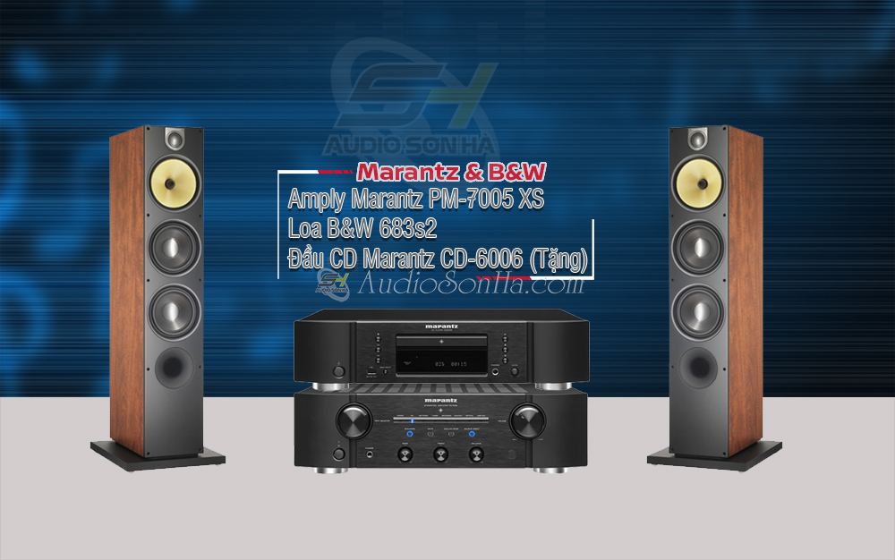 Hệ thống nghe nhạc Ampli Marantz PM - 7005 XS Japan / B&W 683 S2 Cherry (cặp)