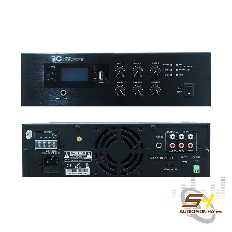 Amply ITC T-B240 kèm mixer, công suất 240W - Hỗ trợ MP3, TUNER, Bluetooth