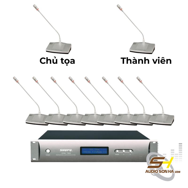 Shupu -Bộ Micro hội thảo có dây 10 thành viên, 1 micro chủ tọa + 9  thành viên 