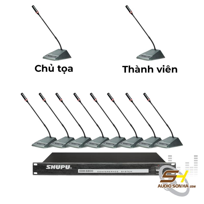  Shupu- Bộ Micro hội thảo có dây 10 thành viên EDM-6800/ 1chủ toạ EDM 6800C + 9Thành viên EDM 6800D