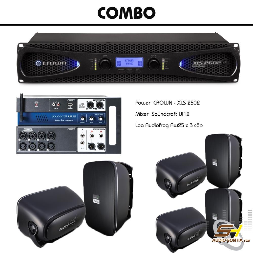 Combo CROWN XLS 2502 - Soundcraft UI12 - Audiofrog Aw 25