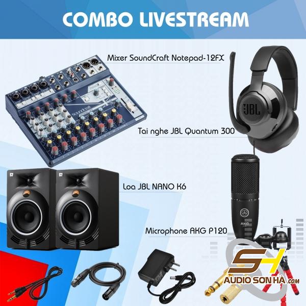 Combo Livestream SoundCraft Notepad-12FX -AKG P120 -JBL NANO K6 -Quantum 300