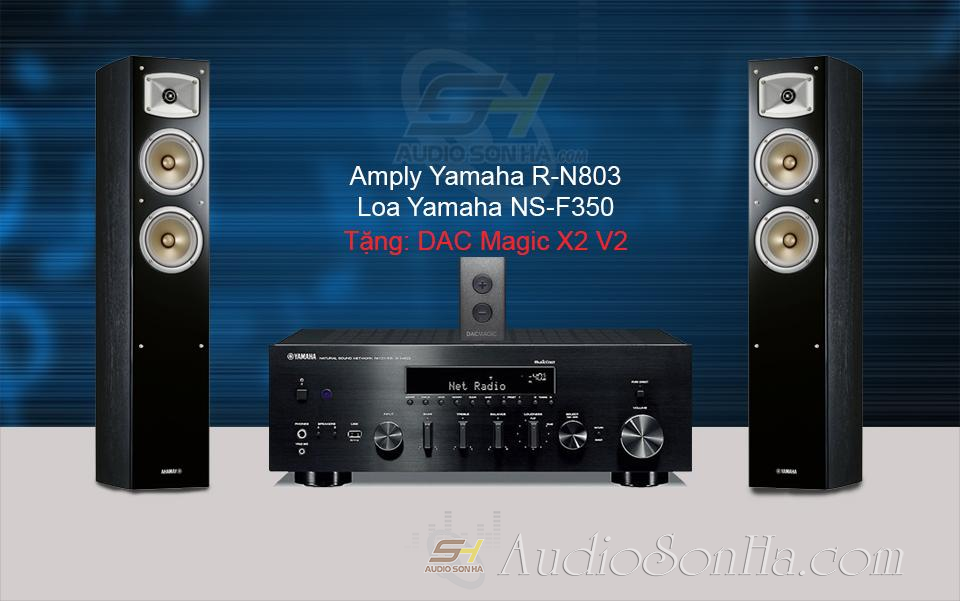 Hệ thống nghe nhạc Yamaha R-N803 và NS F-350