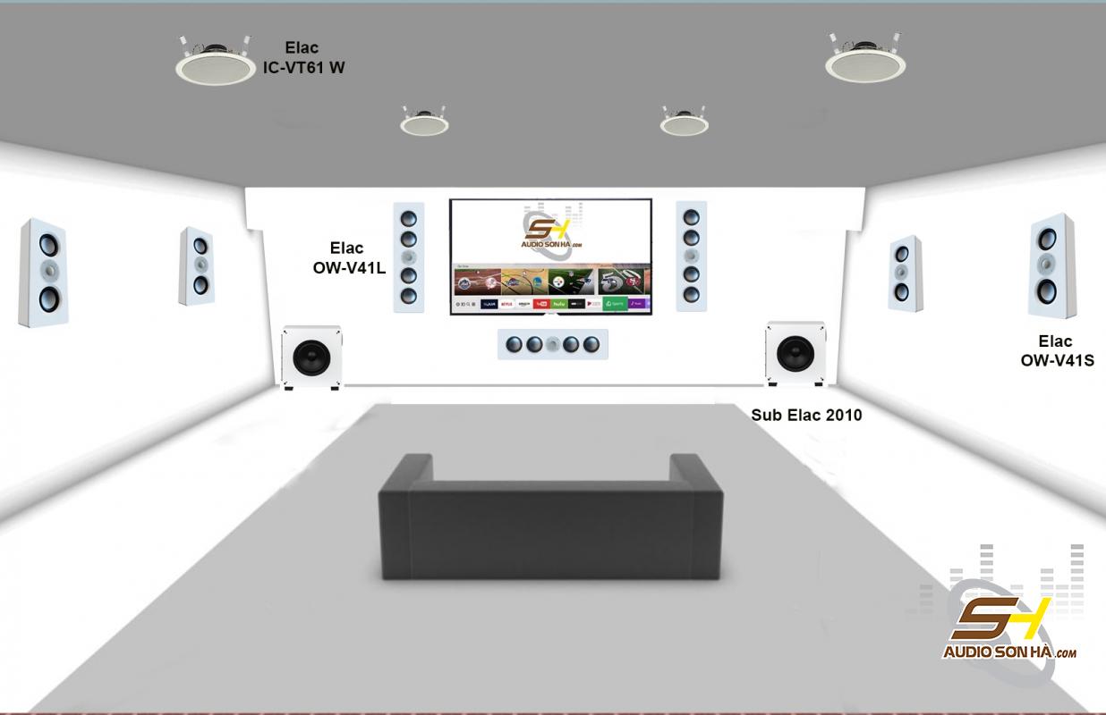 Hệ thống xem phim 7.2.4 Elac âm tường - âm trần